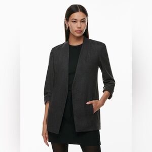 Aritzia Babaton New Power Blazer Wool-Cashmere Open Front Charcoal Grey Size 00